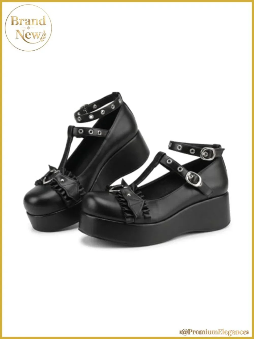 Patent Leather Mary Jane Platform Pumps T-Strap Ankle Strap Goth Cosplay